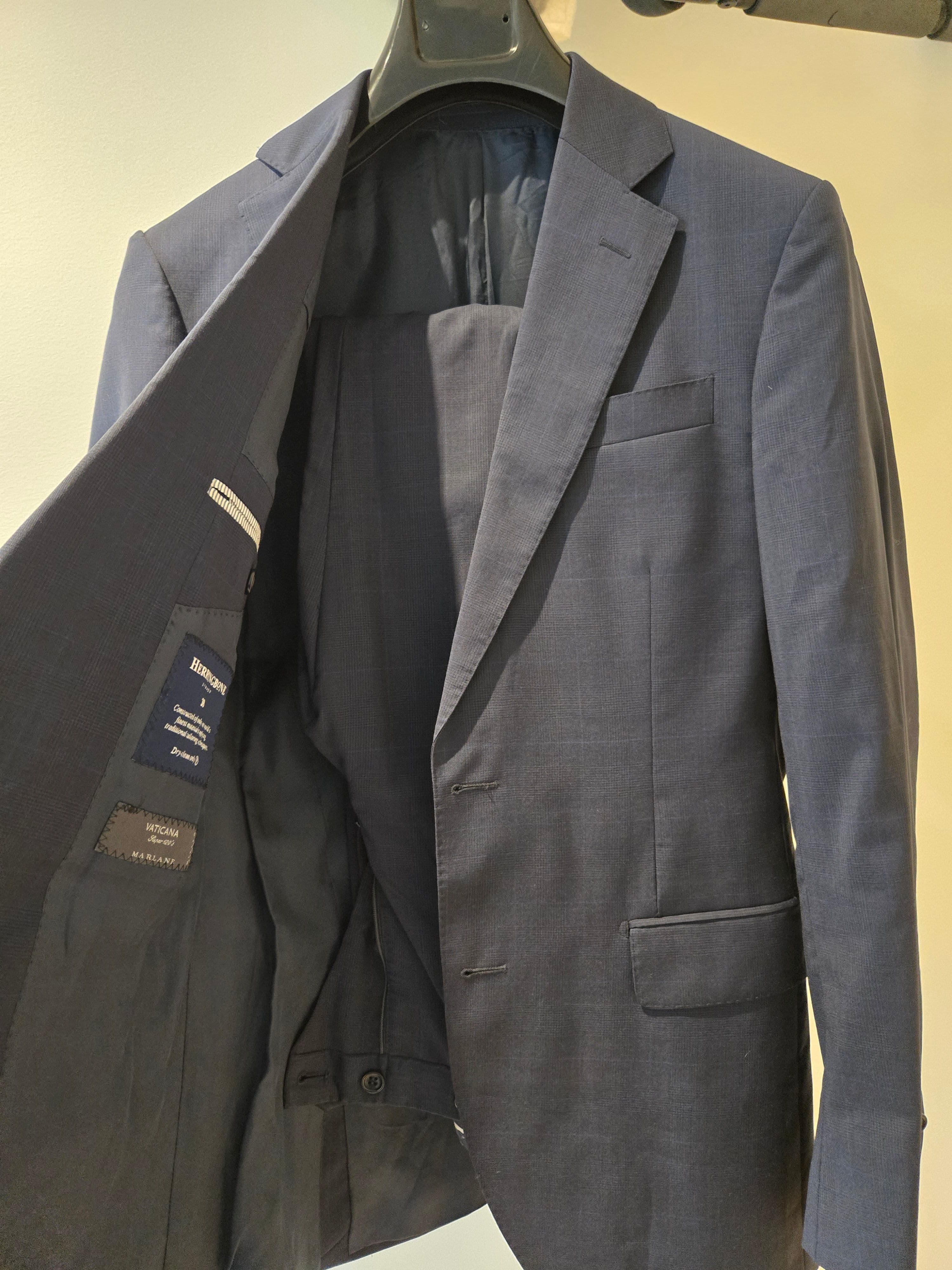 Navy Herringbone Suit, photo 1 of 5