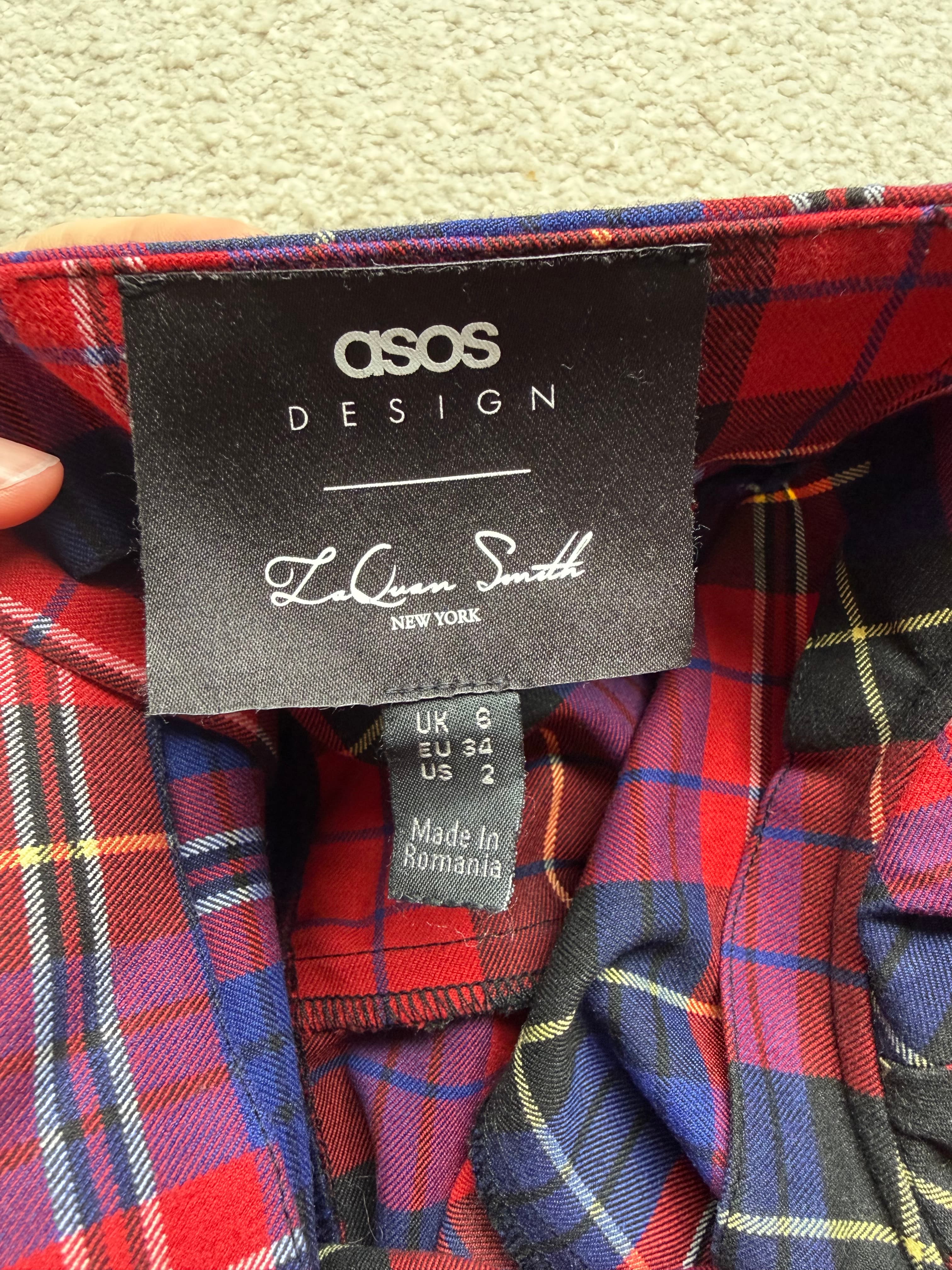 Red Strapless Tartan Plaid Mini Dress with Detached Sleeves, photo 4 of 4