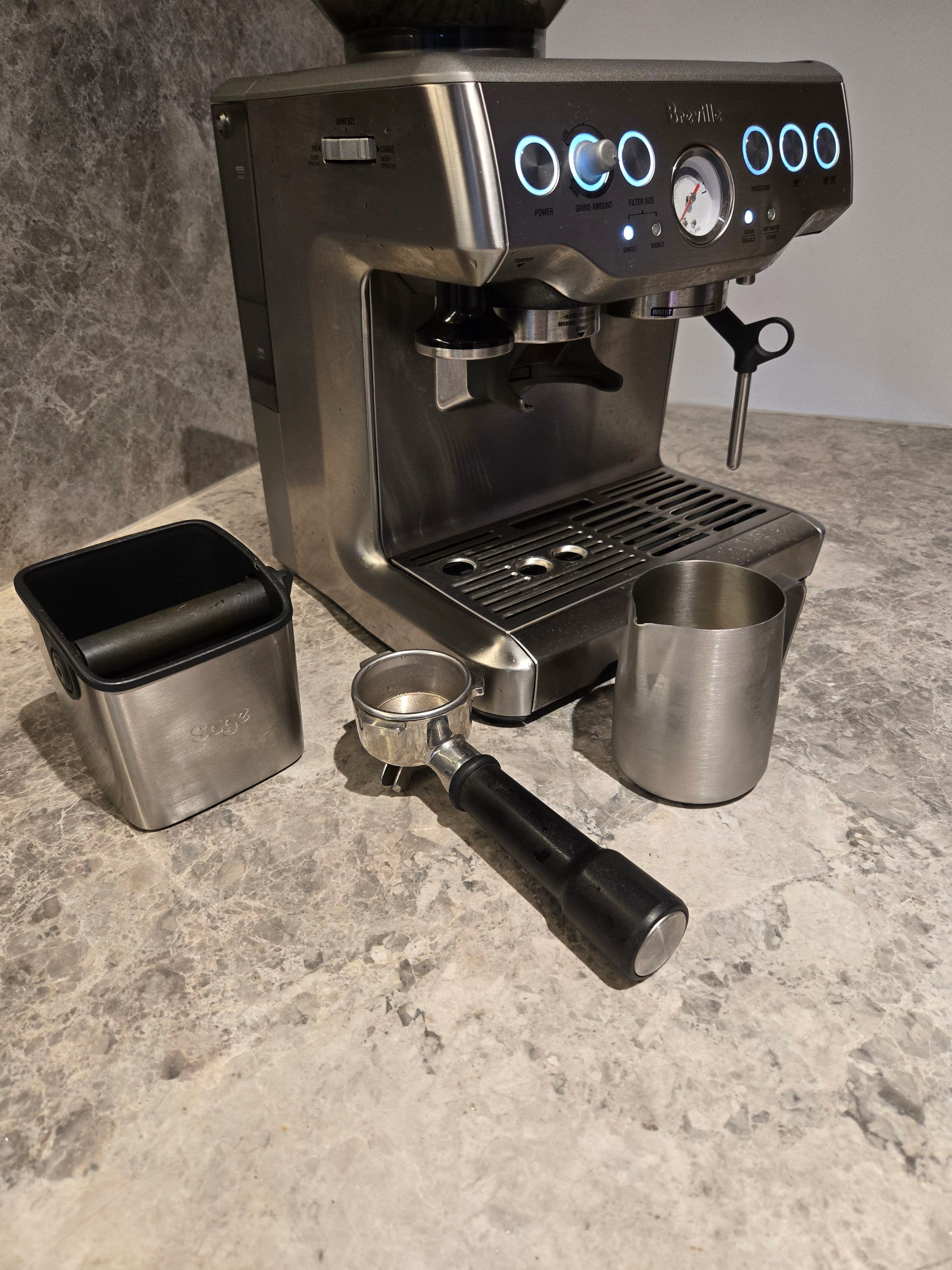 Silver Breville Barista Espresso Machine
