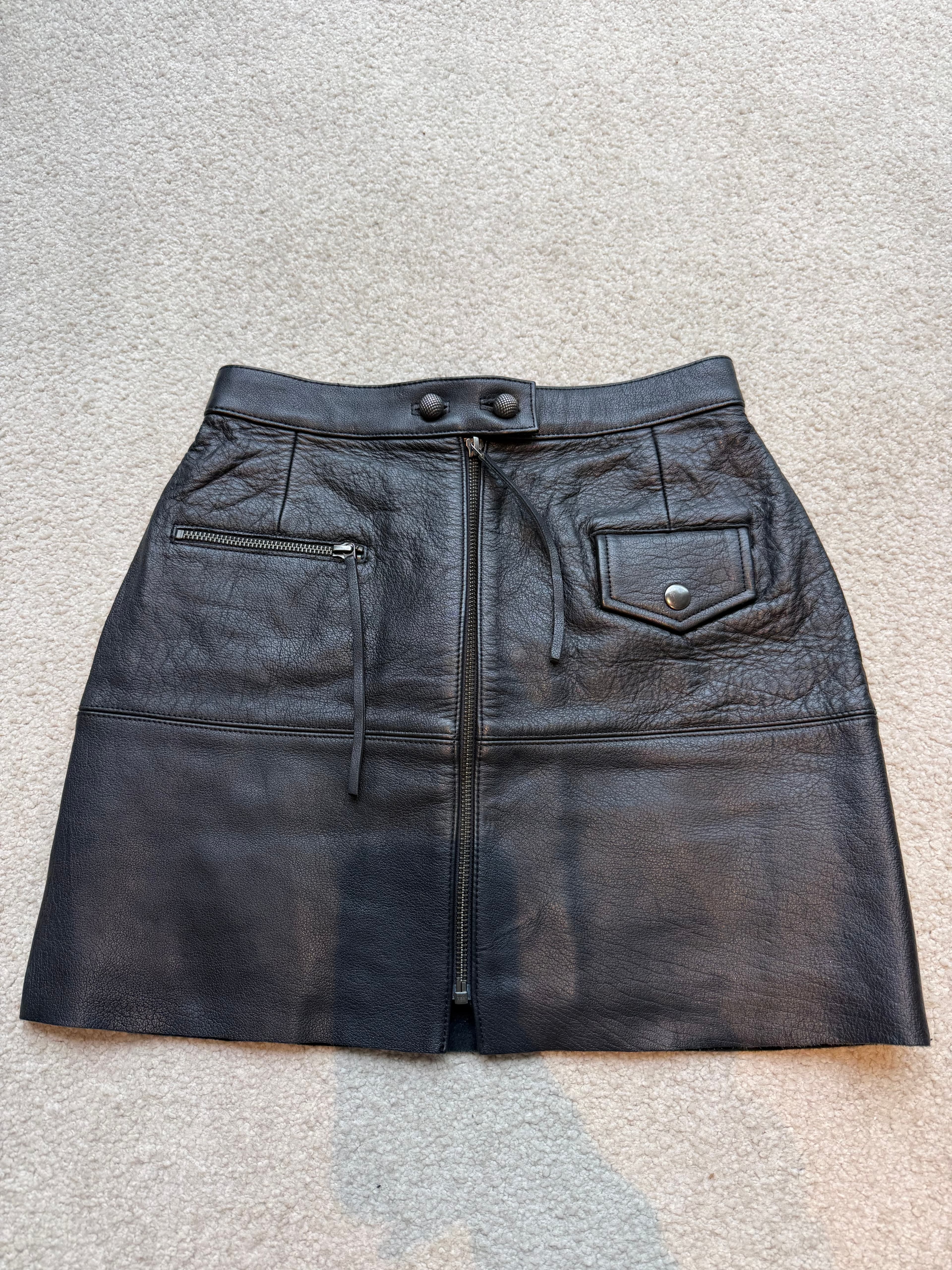 AJE Black Leather Mini Skirt, photo 1 of 5