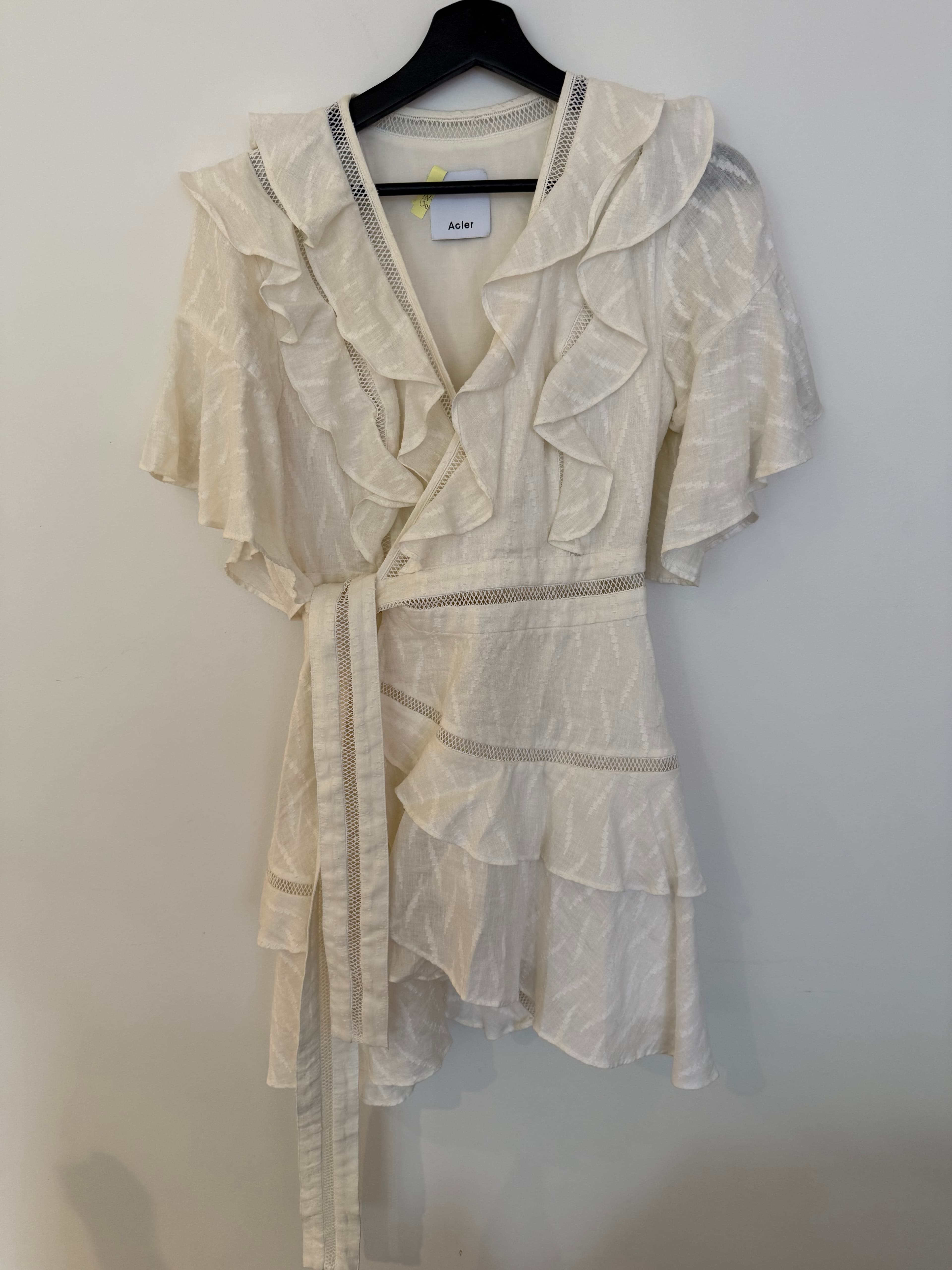White Linen Acler Ruffled Mini Dress, photo 1 of 2