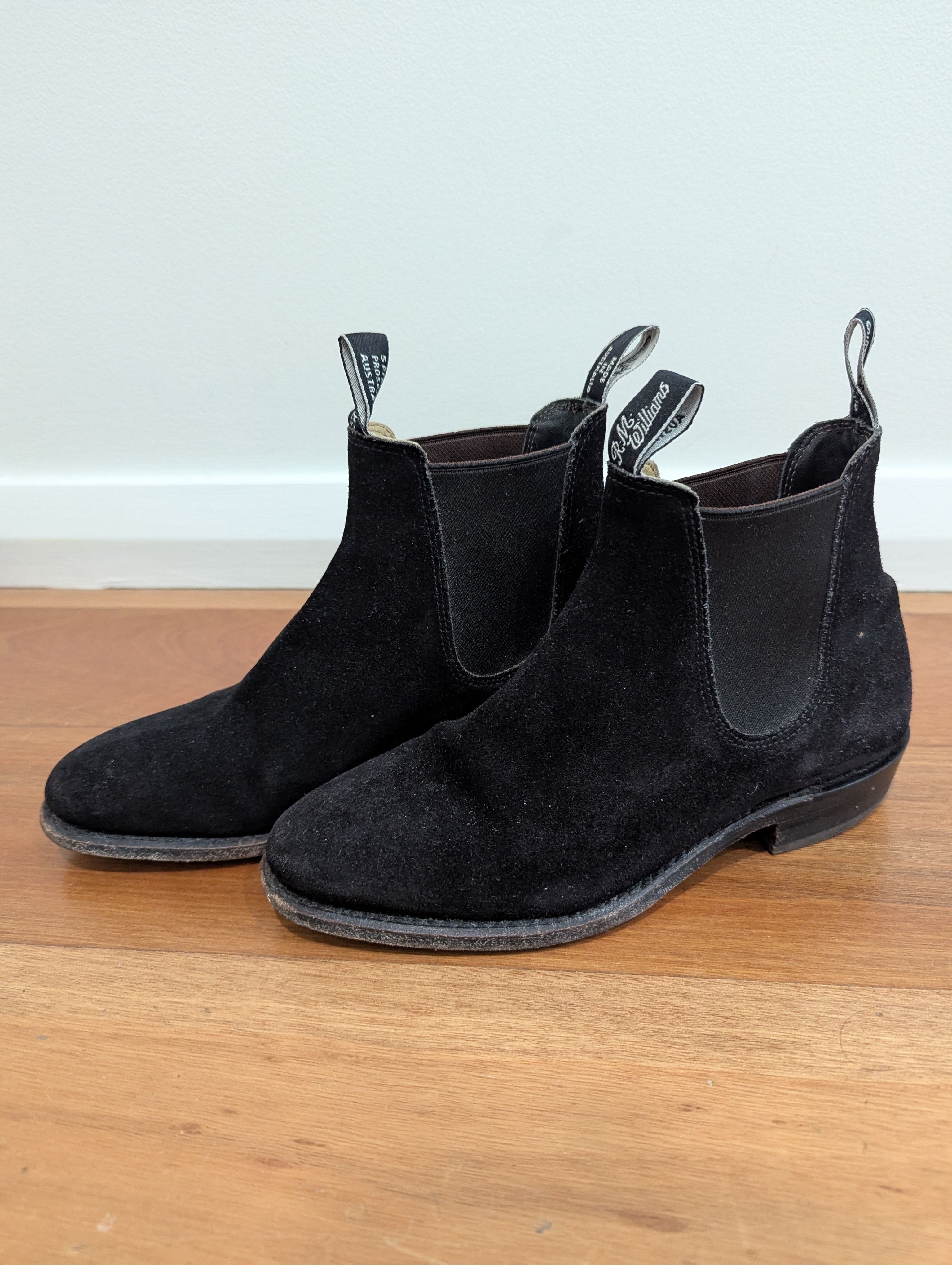 RM Williams Black Suede Boots