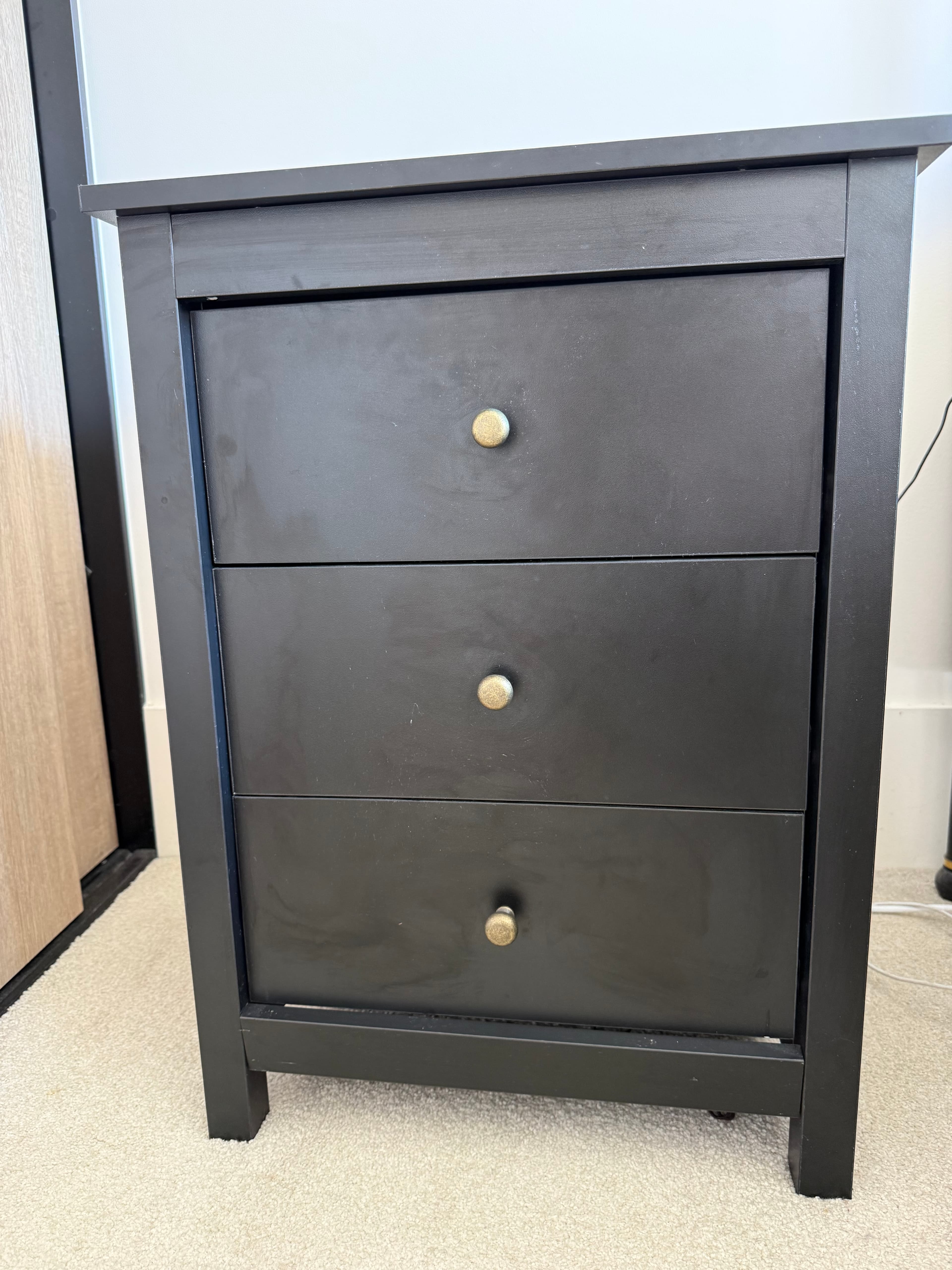 2 Black Wooden Nightstands, photo 2 of 3