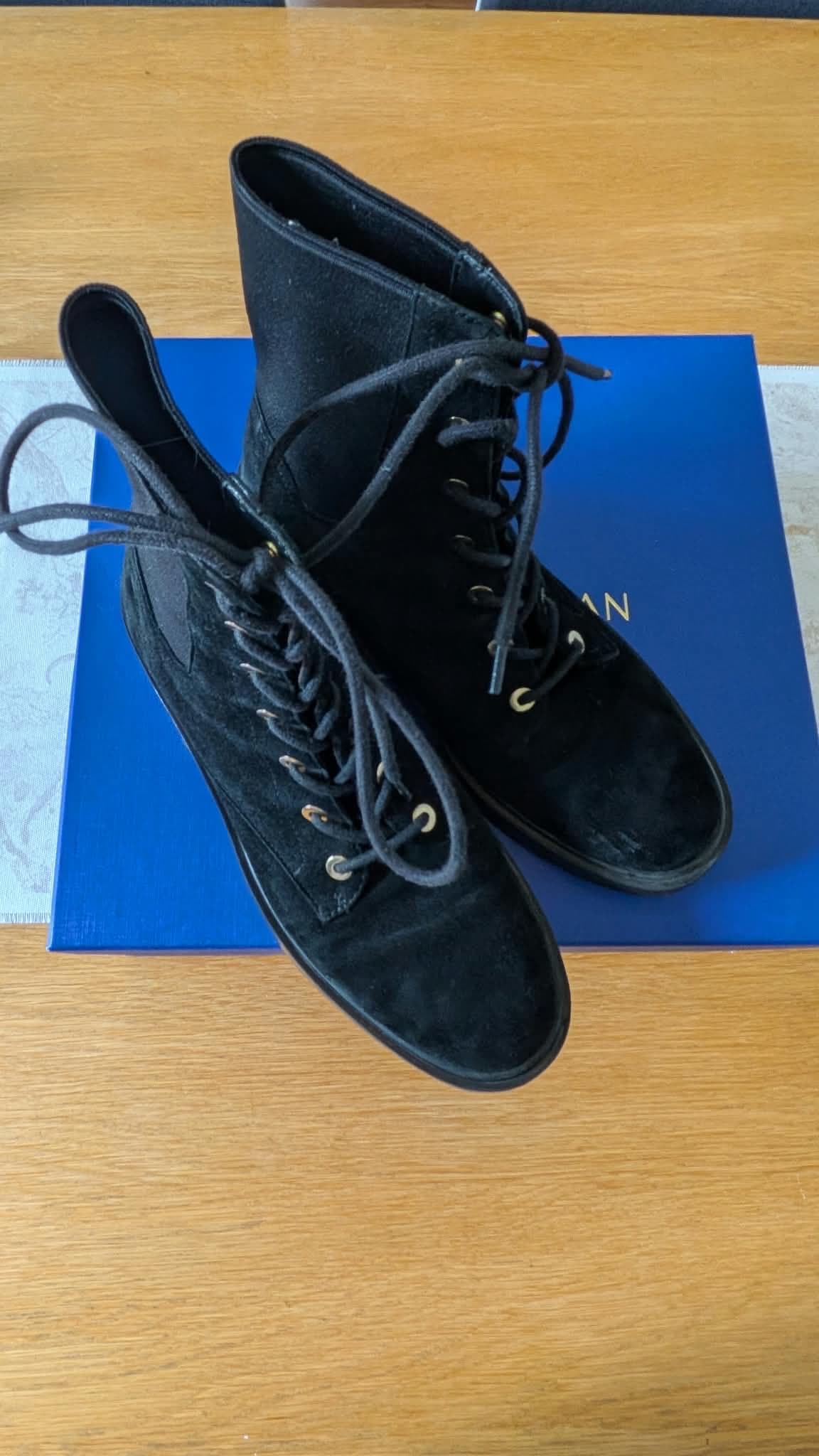 Black Suede Combat Boots size 37.5/7B, photo 2 of 4