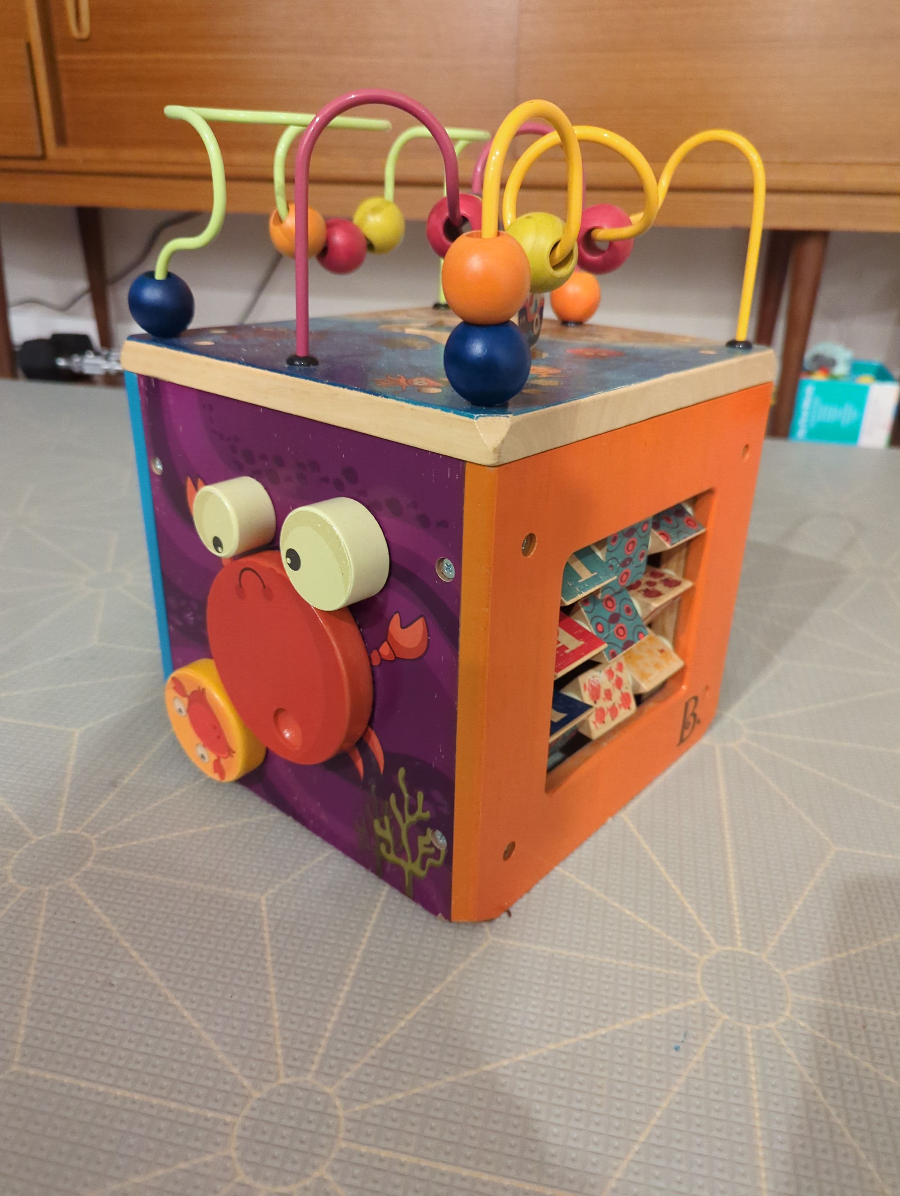 Orange Wooden Activity Cube