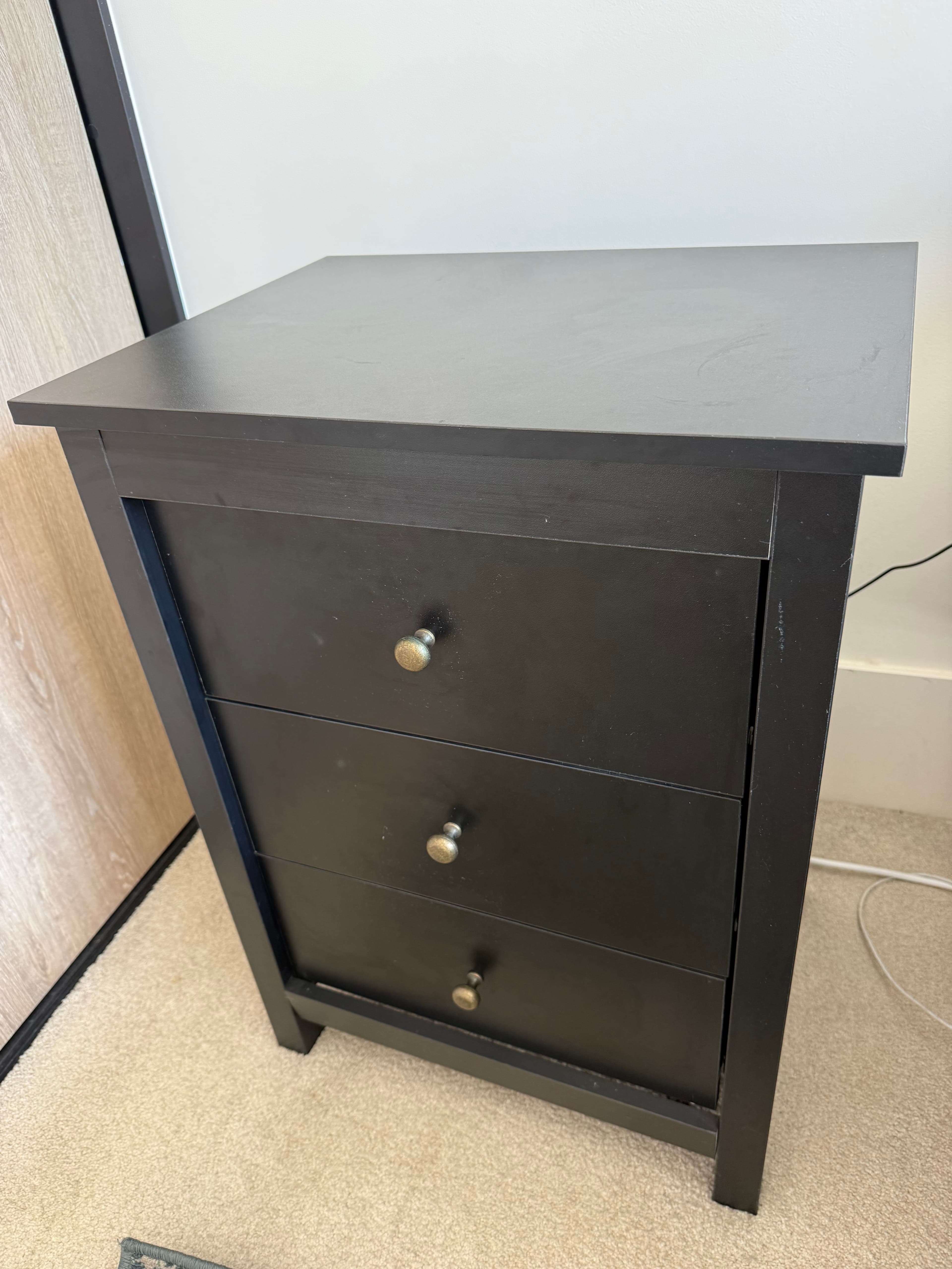 2 Black Wooden Nightstands, photo 3 of 3