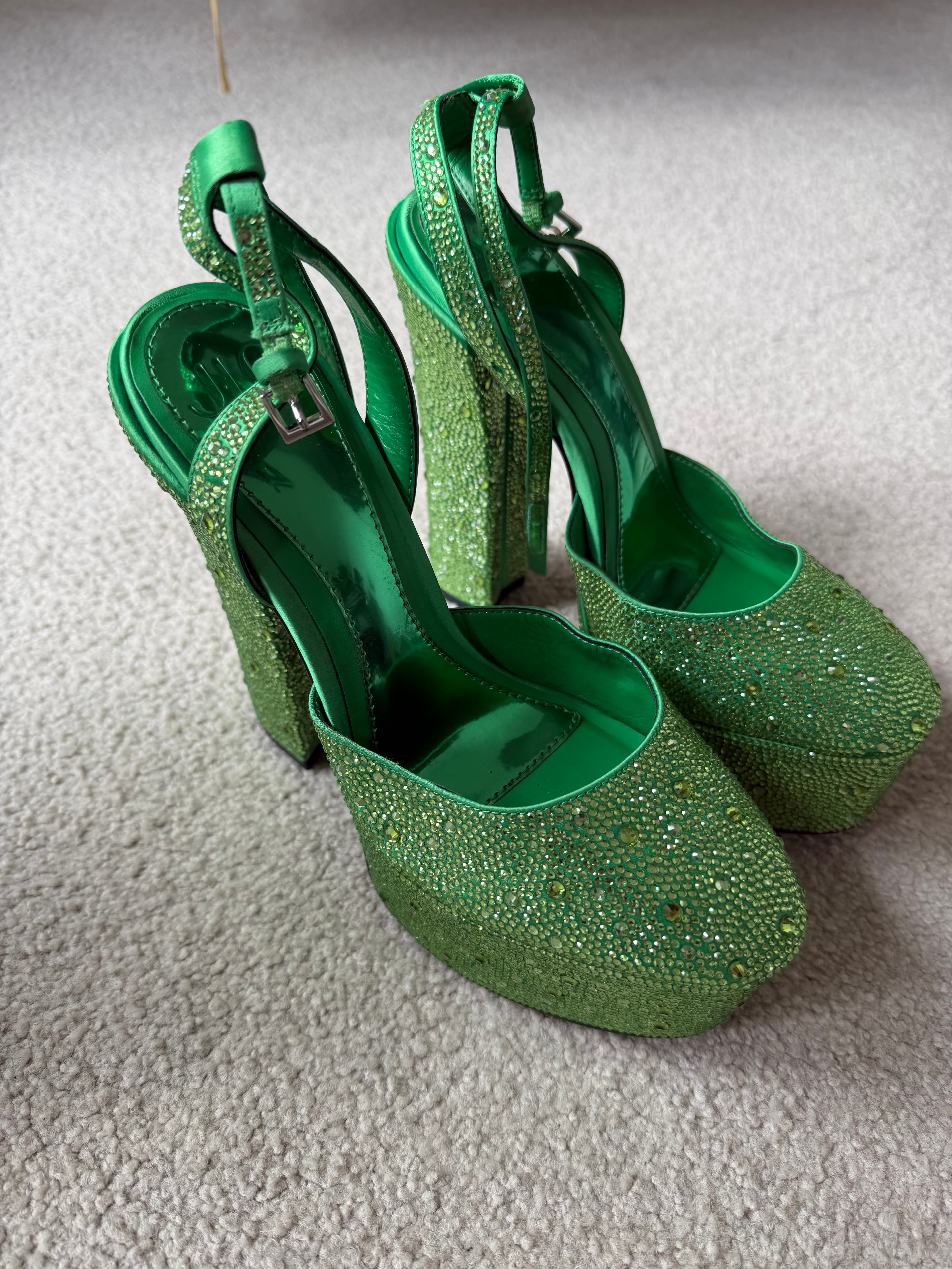 Green Rhinestone Embellished Platform Heels, photo 2 of 3