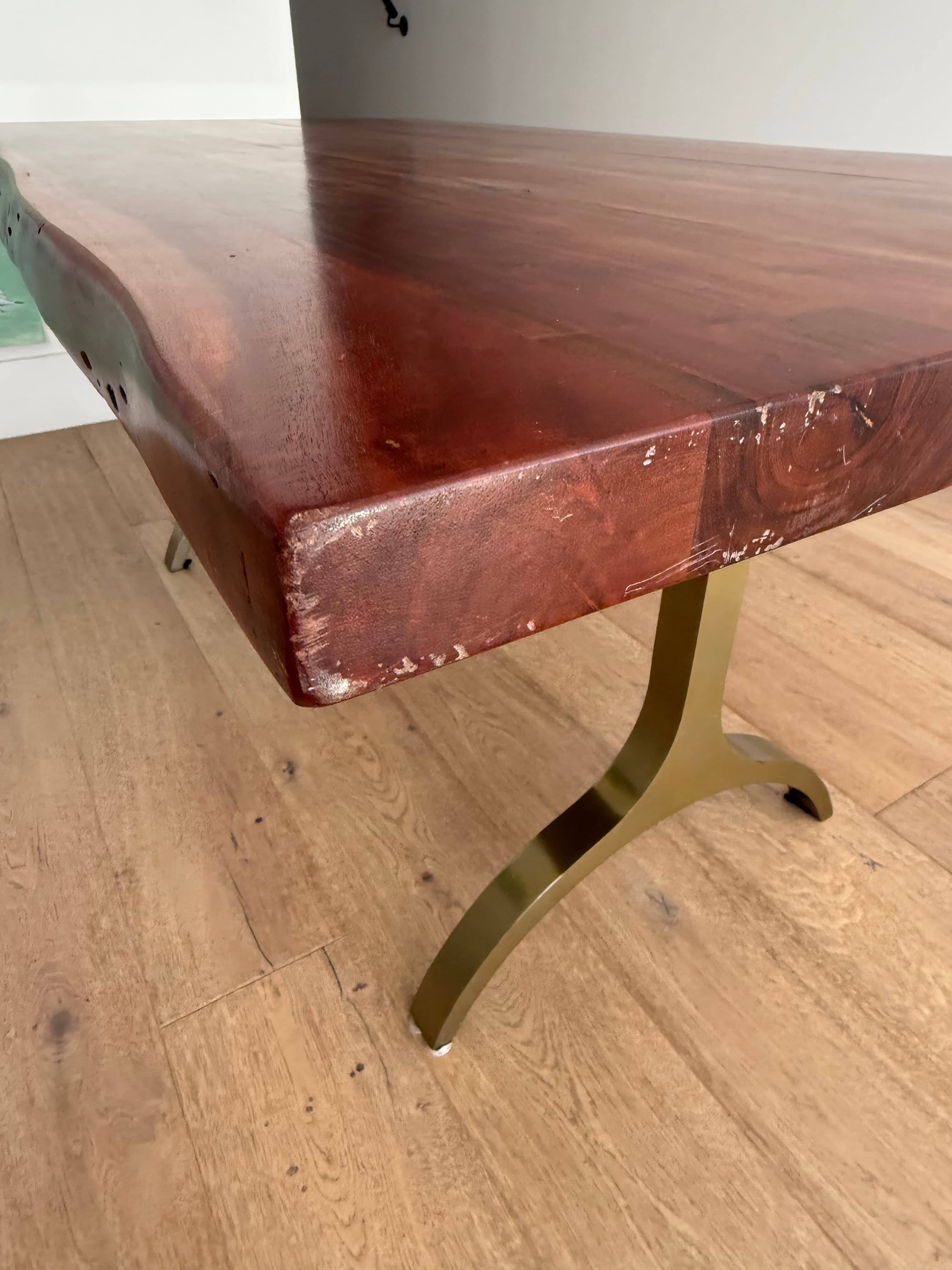 West elm Brown Wood Dining Table with wishbone legs, photo 3 of 5