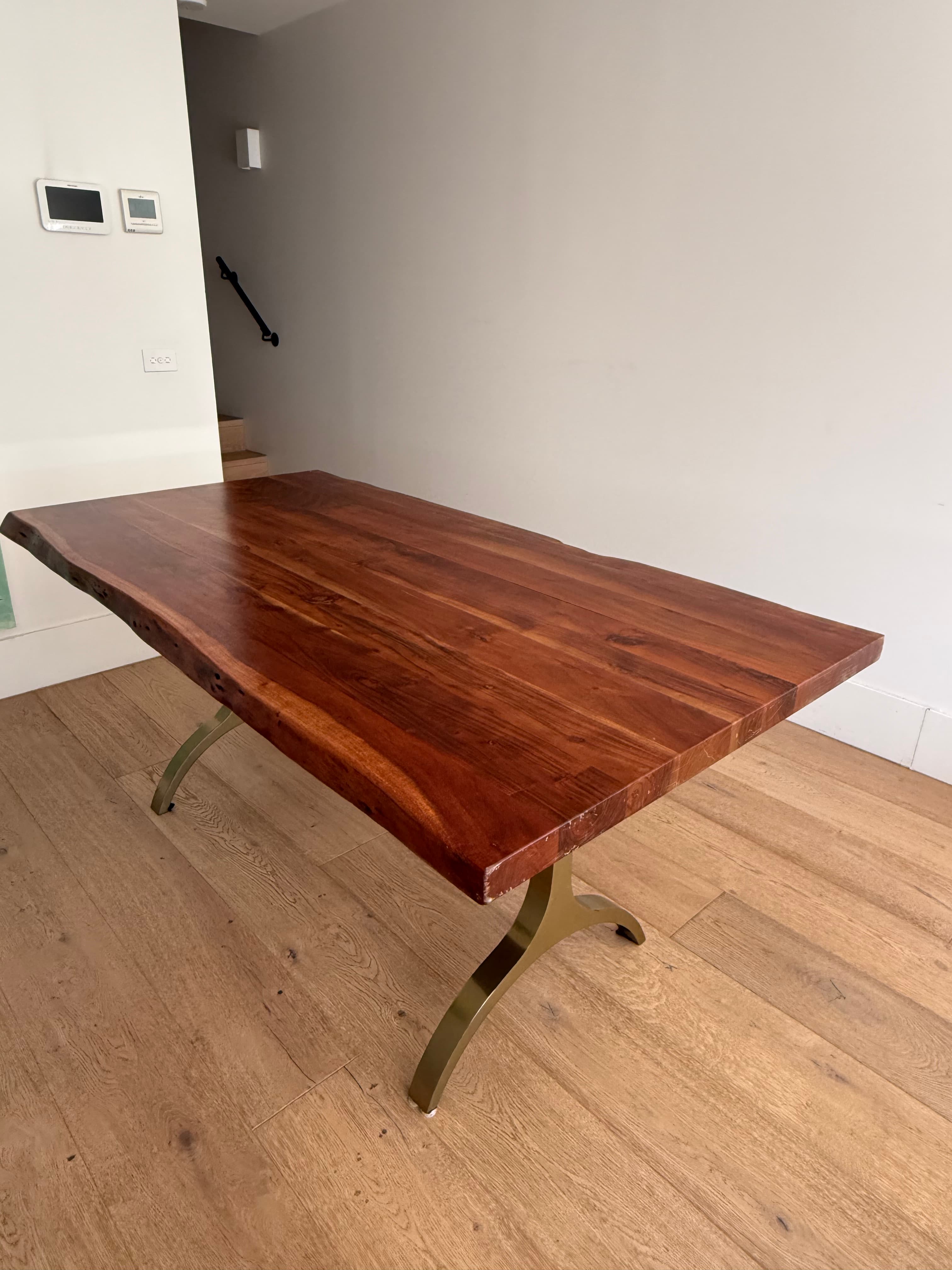 West elm Brown Wood Dining Table with wishbone legs
