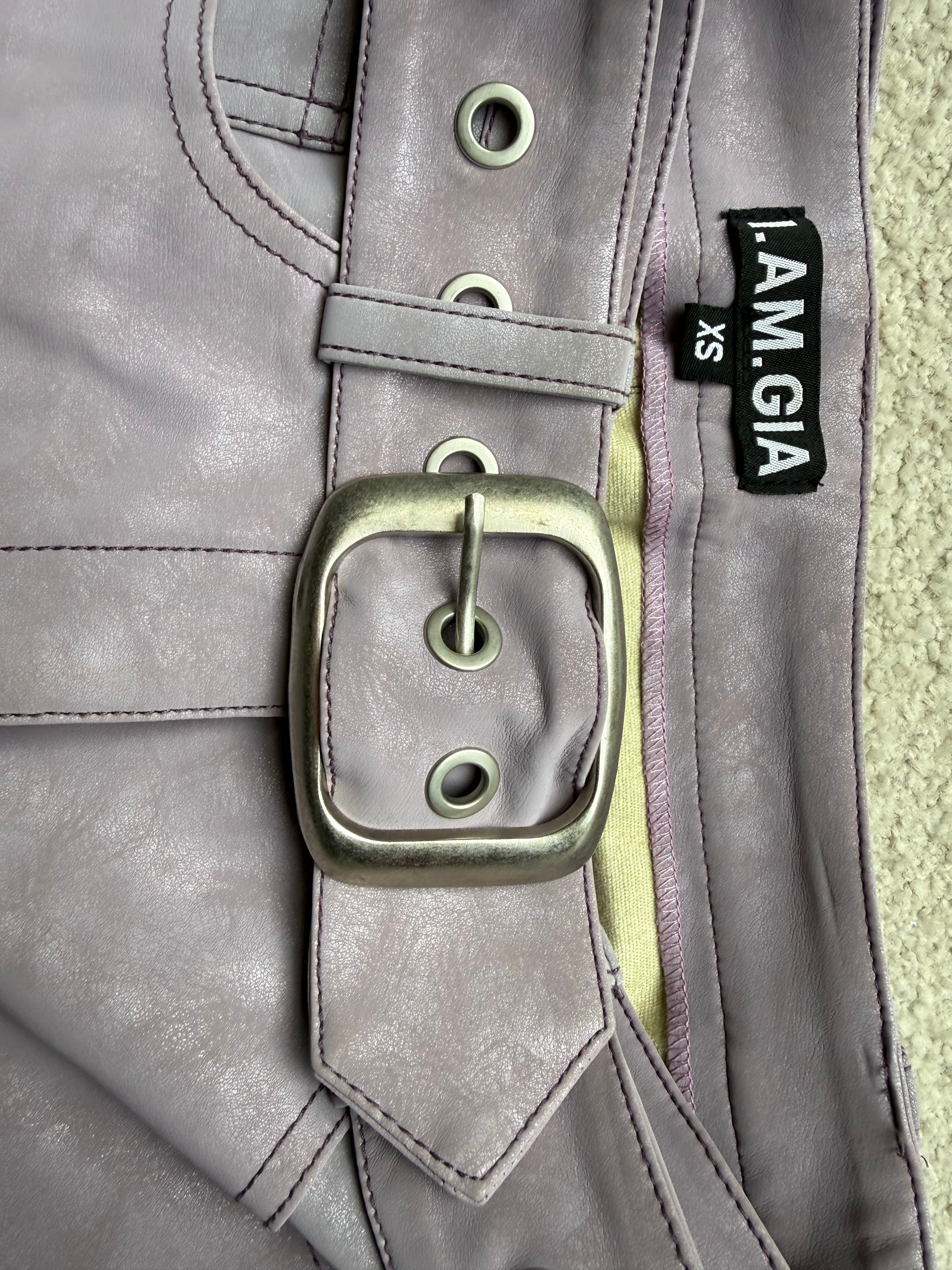 I.am.gia Lavender Faux Leather Trousers with buckle belt, photo 4 of 4