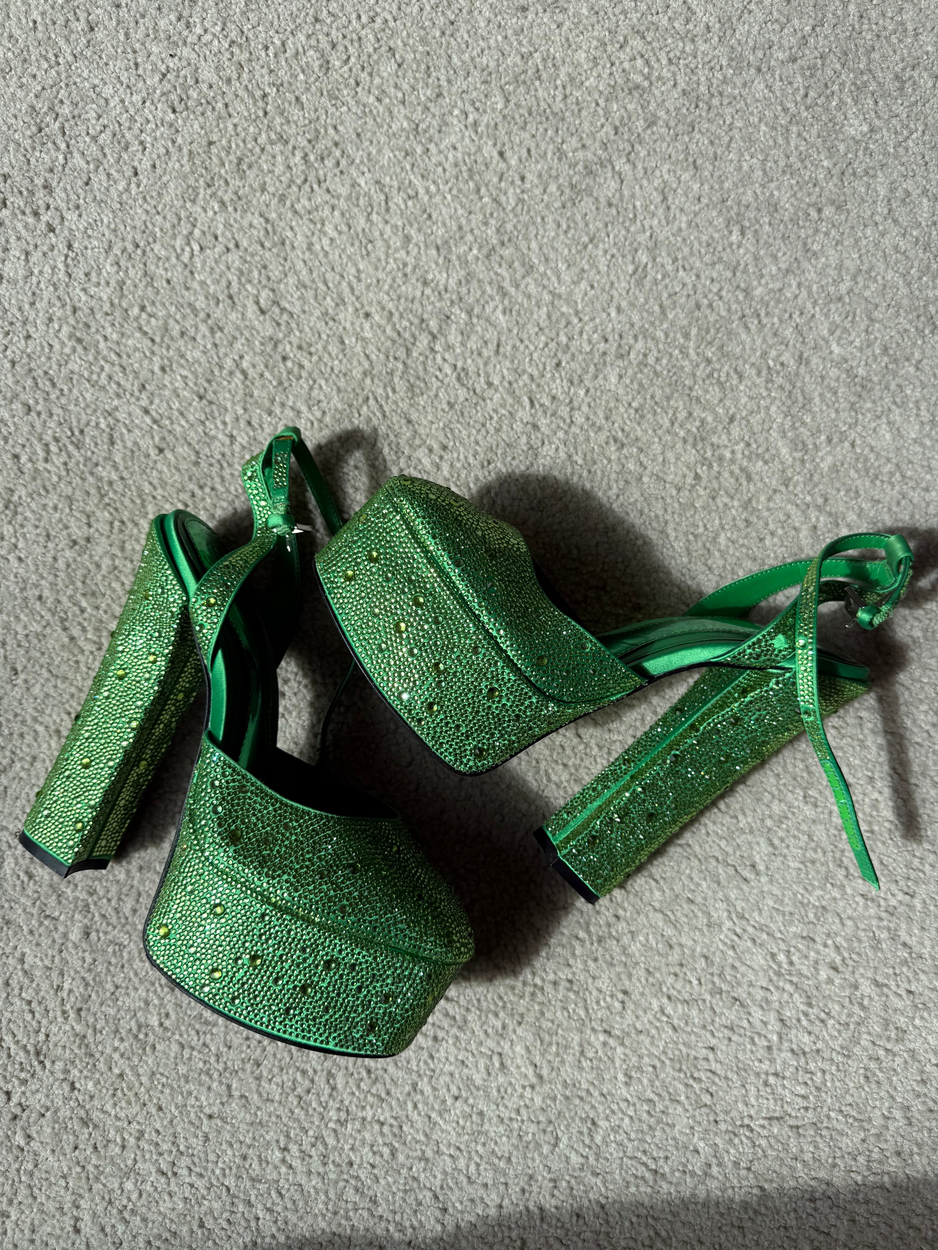 Green Rhinestone Embellished Platform Heels, photo 3 of 3