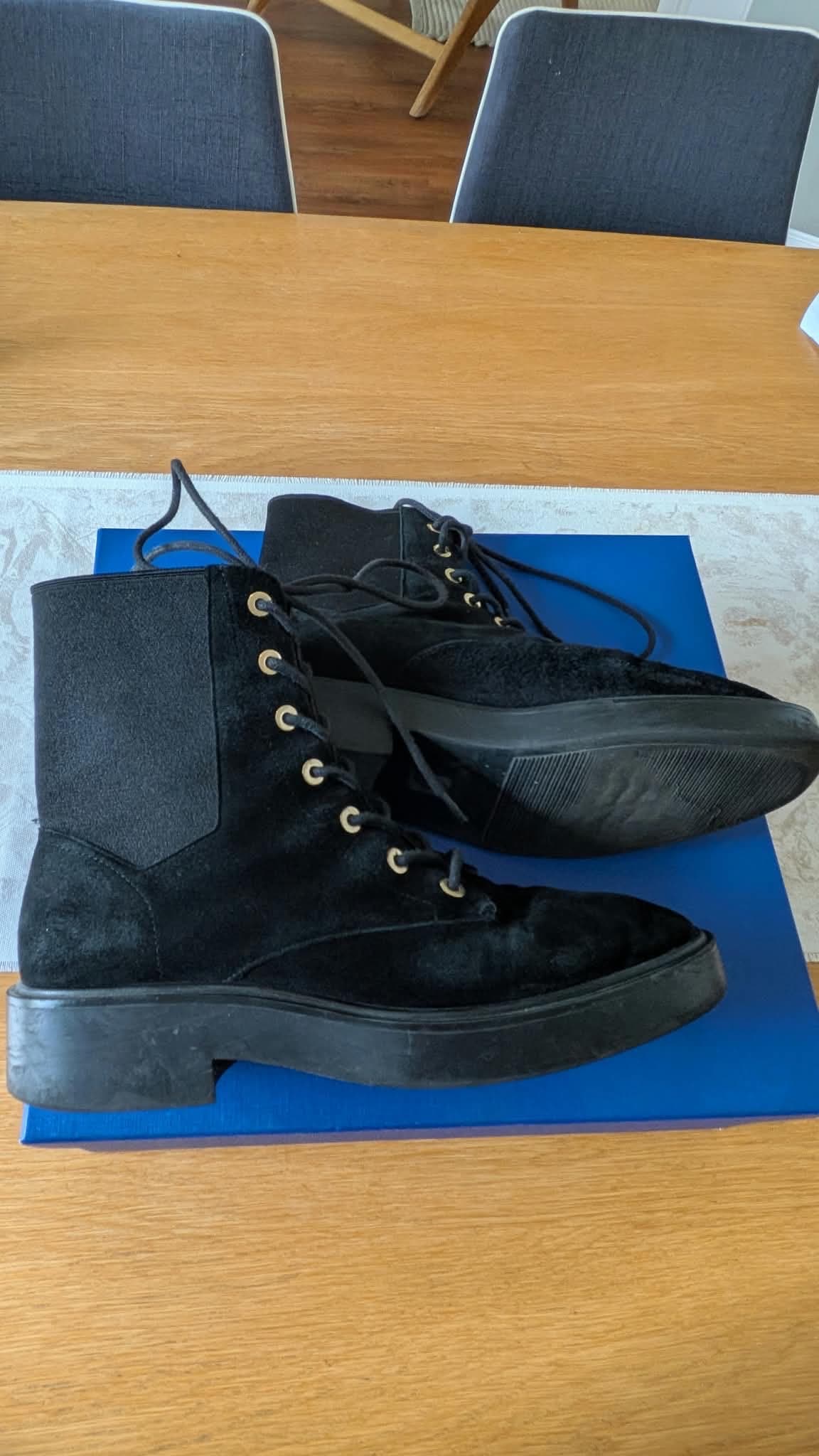 Black Suede Combat Boots size 37.5/7B, photo 4 of 4