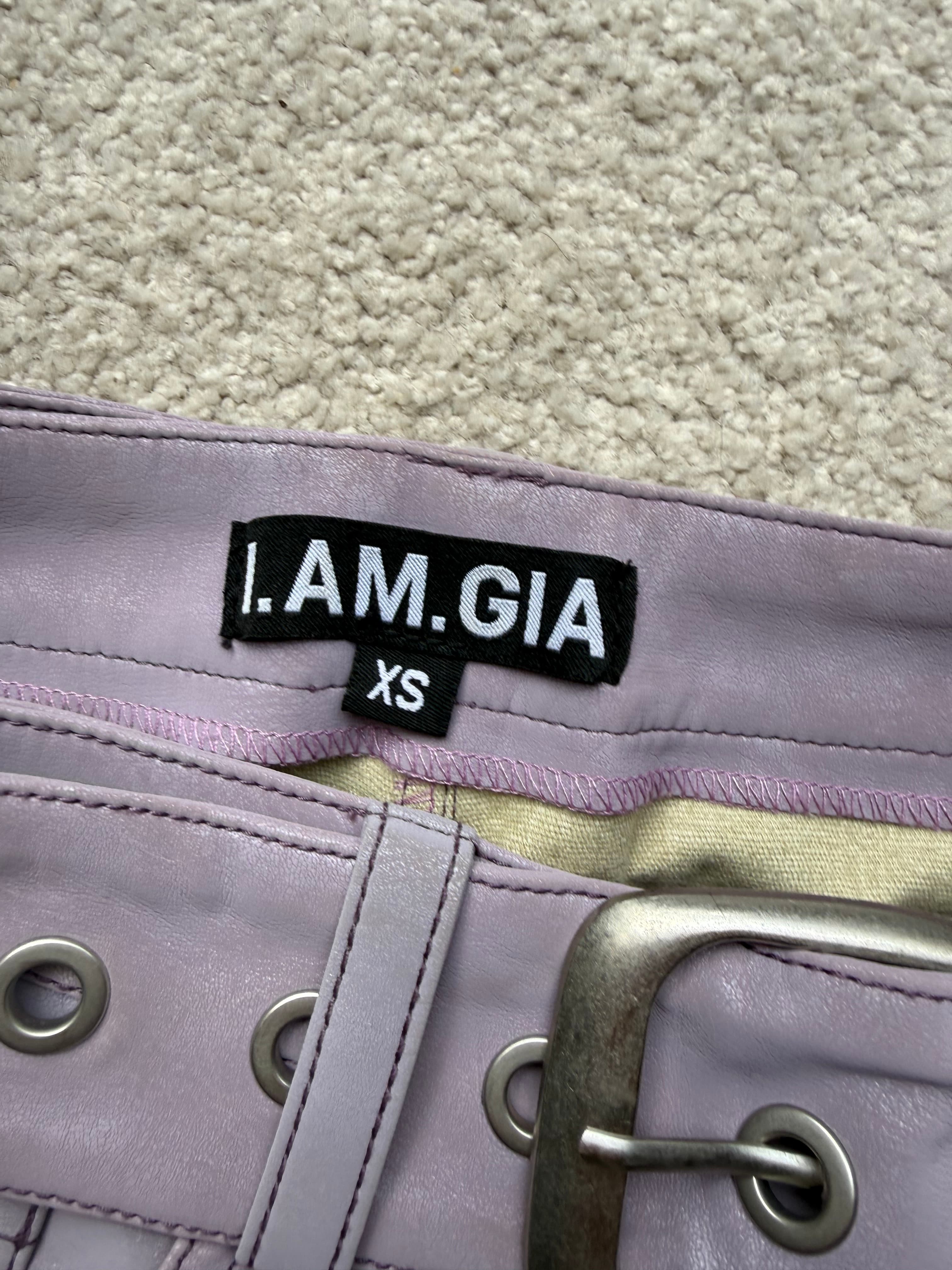 I.am.gia Lavender Faux Leather Trousers with buckle belt, photo 3 of 4